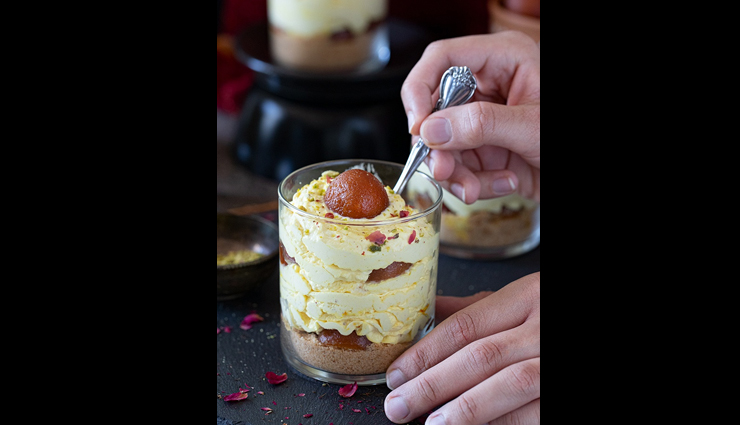 Recipe- Sweet and Light Thandai Mousse Gulab Jamun Cups - lifeberrys.com