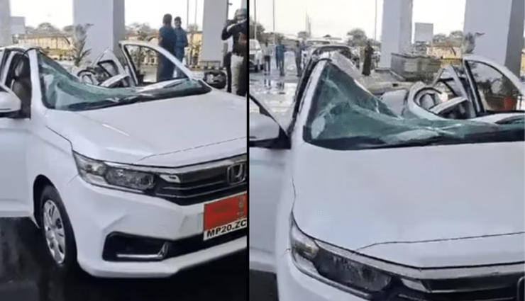 जबलपुर एयरपोर्ट पर नए टर्मिनल के कैनोपी का हिस्सा गिरा, आयकर अधिकारी की कार क्षतिग्रस्त हुई
