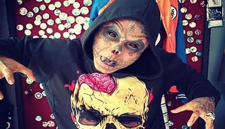 weird men,weird news,colombian tattoo artist,kalaca skull,nose and ears to resemble skull ,अनोखा आदमी, कोलंबिया टैटू आर्टिस्ट, कालका स्कूल, जीभ की कटाई 