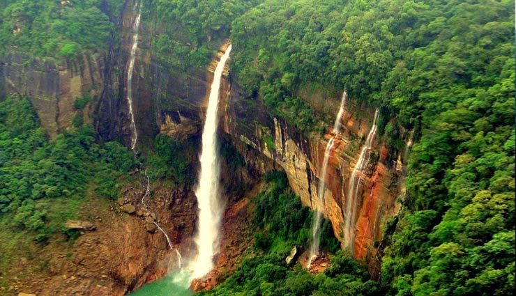 5 most beautiful water fall in india,dudhsagar water fall,jog water fall karnataka,nohsngithiang waterfall meghalaya,nohakalikai water fall cherapunji,thoseghar water fall maharashtra