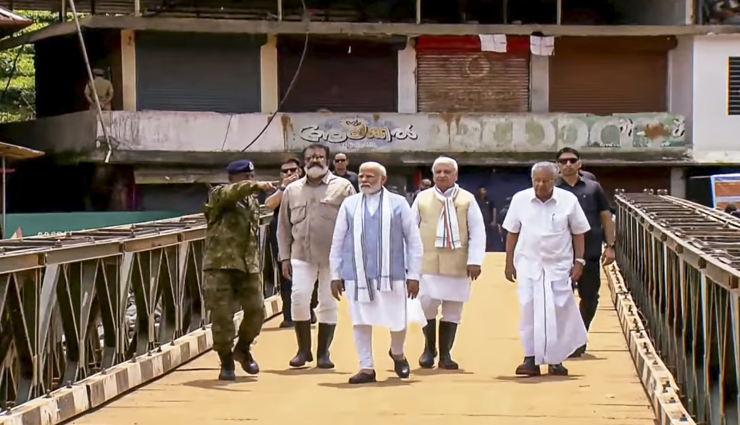 prime minister narendra modi,visited,landslide affected areas,wayanad